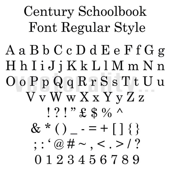 Century Schoolbook Font Regular Style Alphabet Letters Vector Etsy