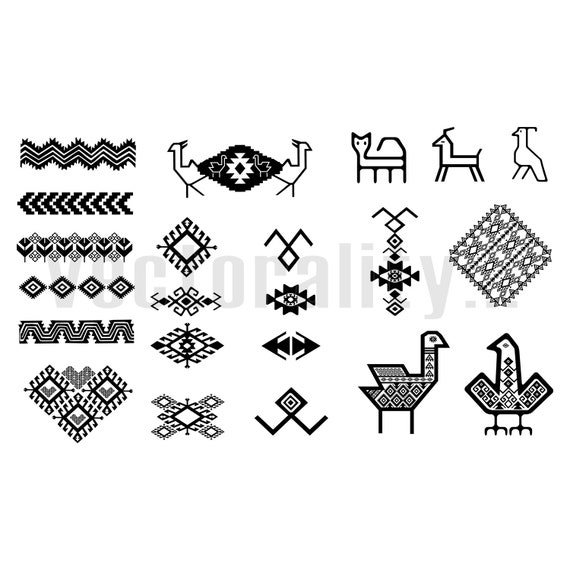 Download Aztec Mayan Design Elements Animals Pattern Vector Art Instant Etsy