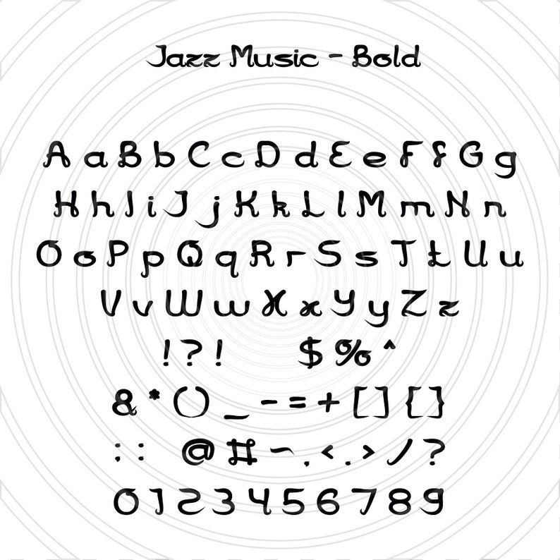 Jazz Music Bold Script Hand Calligraphy Font Alphabet Letters Vector Art File Instant Download Ai eps svg pdf dxf png jpg Design Cut Print