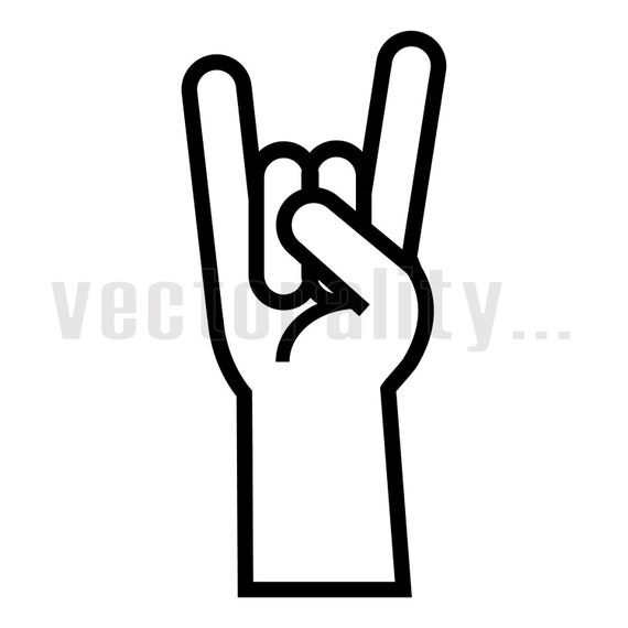 Rock on Hands Horns Hardcore Metal Cartoon Hand Sign Vector | Etsy