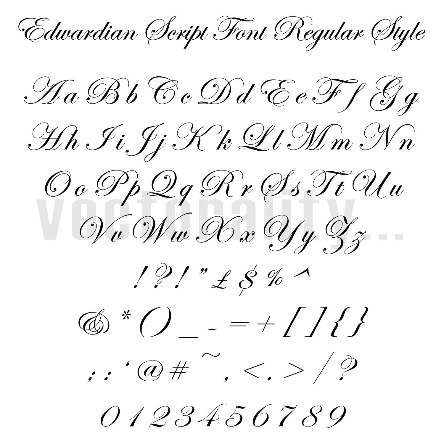 Edwardian Script Font Regular Alphabet Letters Vector Art File - Etsy