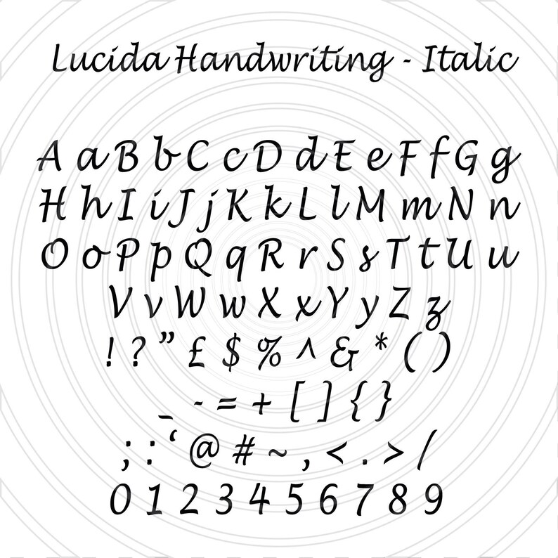 Lucida handwriting italic script comic calligraphy installable etsy