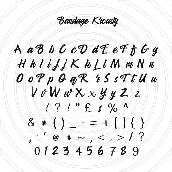 Bandage Kroasty Script Calligraphy Font Alphabet Numbers Etsy