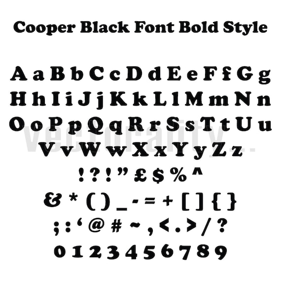 Cooper Black Font Bold Style 70s Alphabet Letters Vector Art Etsy
