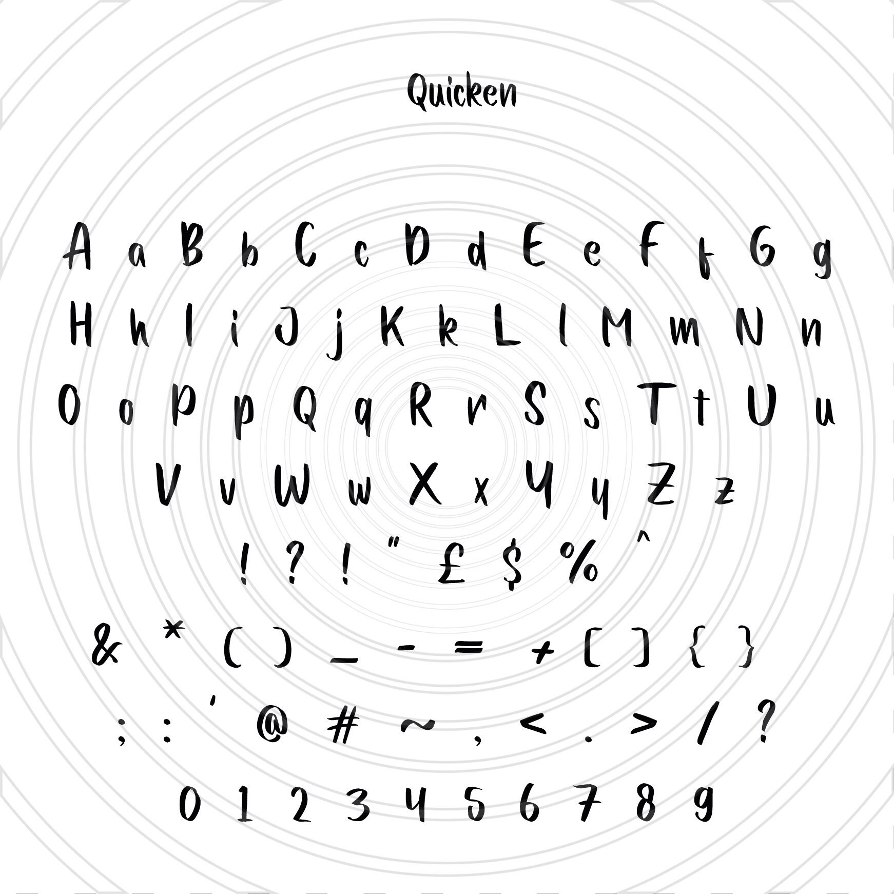 Quicken Handwriting Script Font Alphabet Numbers Letters - Etsy