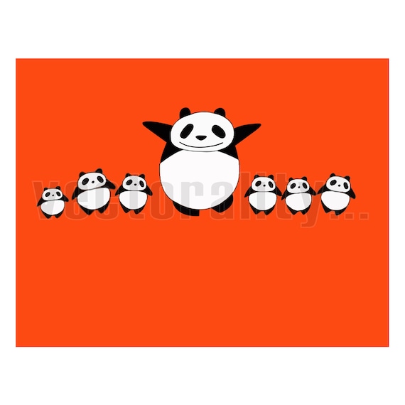 Happy Pandas Dancing Vector Art File Instant Download Ai Eps Etsy