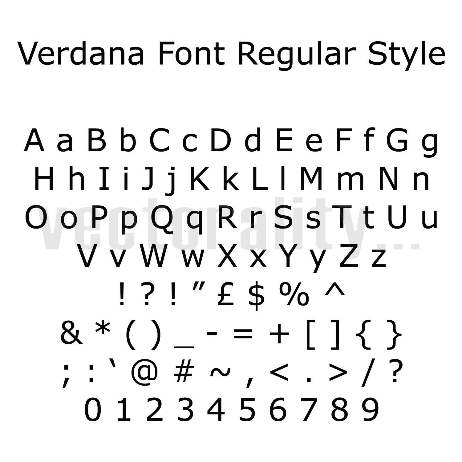 Verdana Font Regular Style Alphabet Numbers Letters Vector Art - Etsy  Singapore