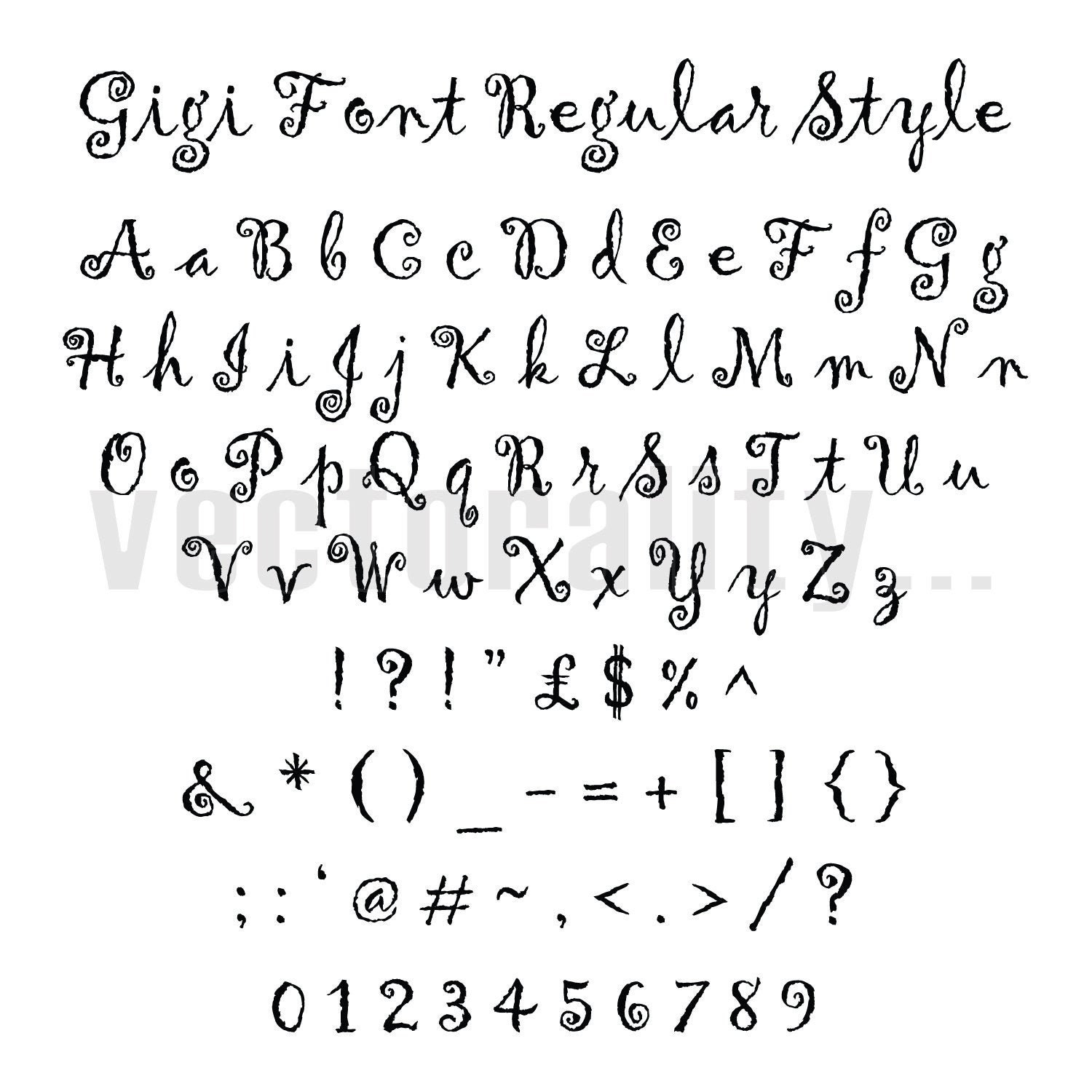 Gigi Font Regular Style Script Alphabet Letters Vector Art Etsy