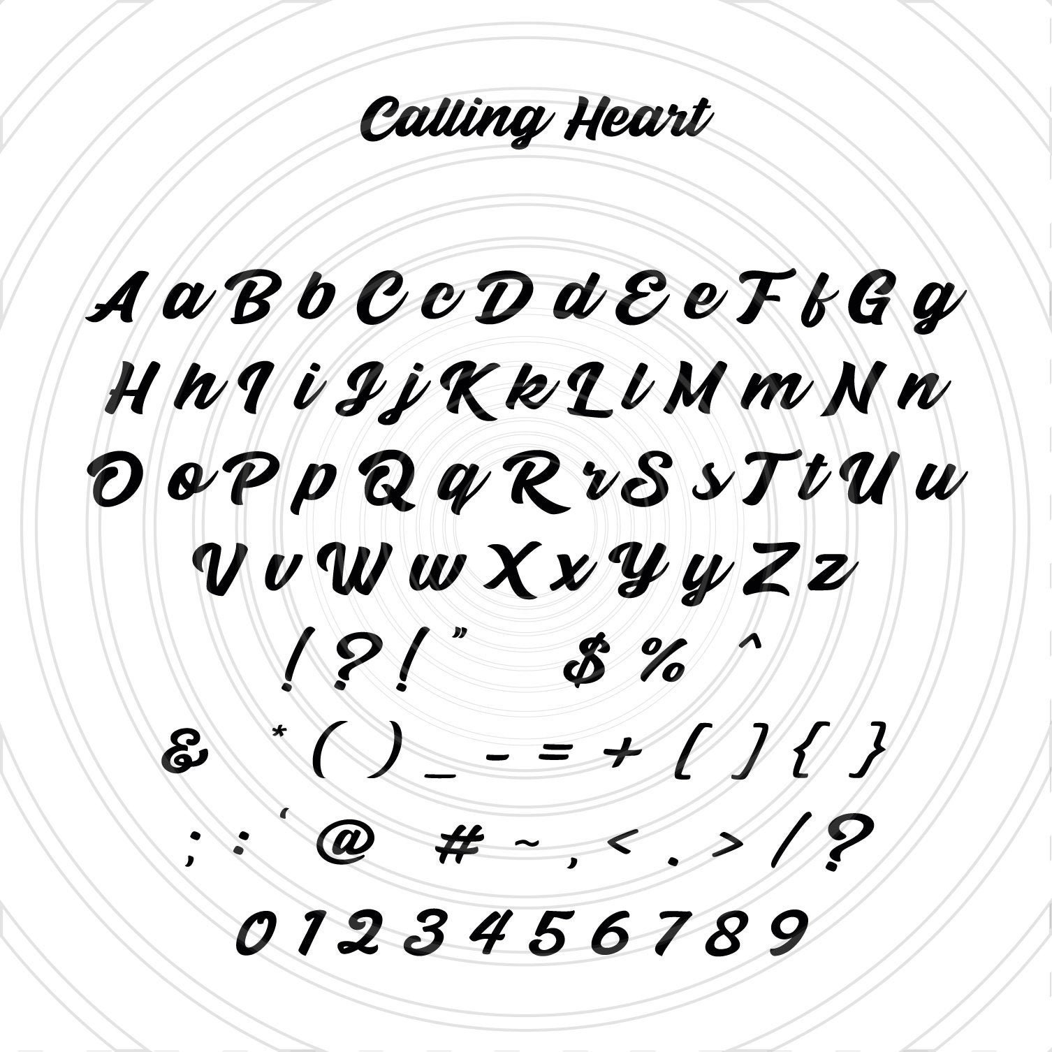 Calling Heart Script Calligraphy Font Alphabet Numbers Letters Etsy