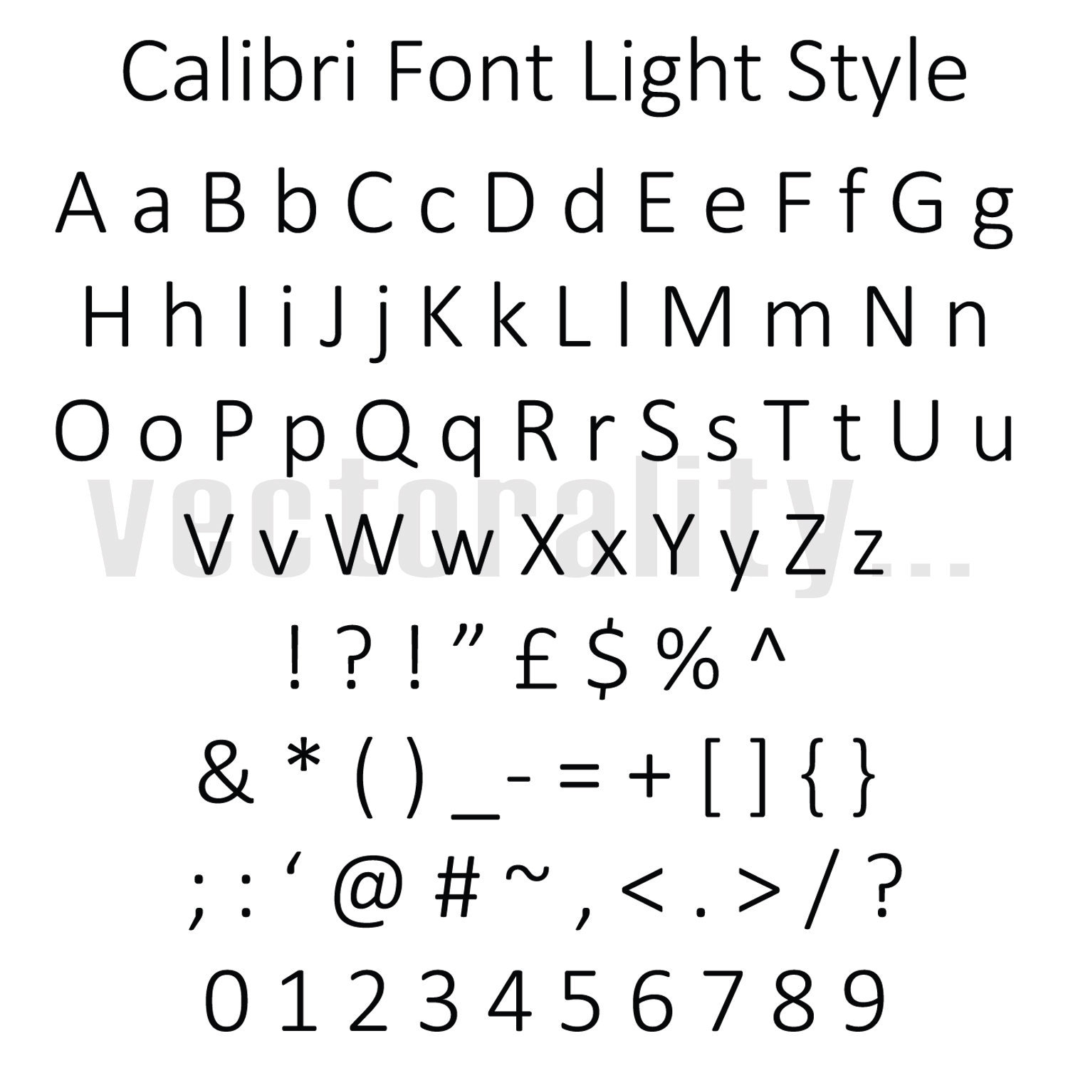 Calibri Font Light Style Art - Etsy