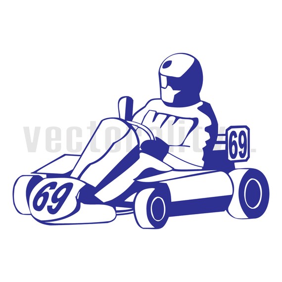 Go Kart Karting Racing Race Car Vector Art File Instant Etsy
