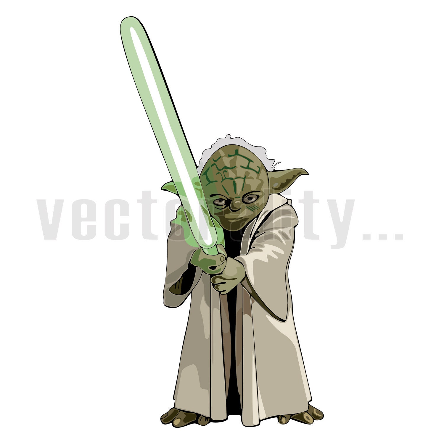 Yoda Lightsaber Jedi Master Knight Starwars Vector Fan Art Etsy