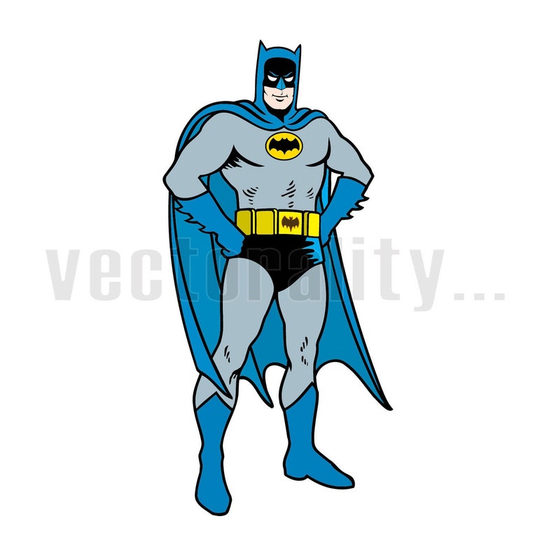 Batman Comic Book Super Hero Retro Vintage Figure Vector Art Instant Download Ai eps svg pdf dxf png jpg Cut Print Design