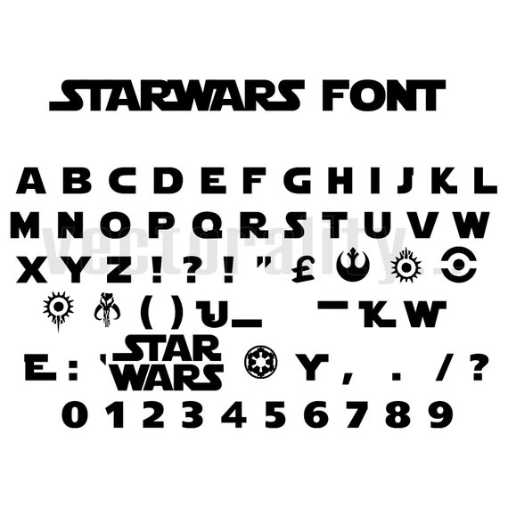 Starwars Jedi Font Text Writing Words Letters Vector Art Etsy
