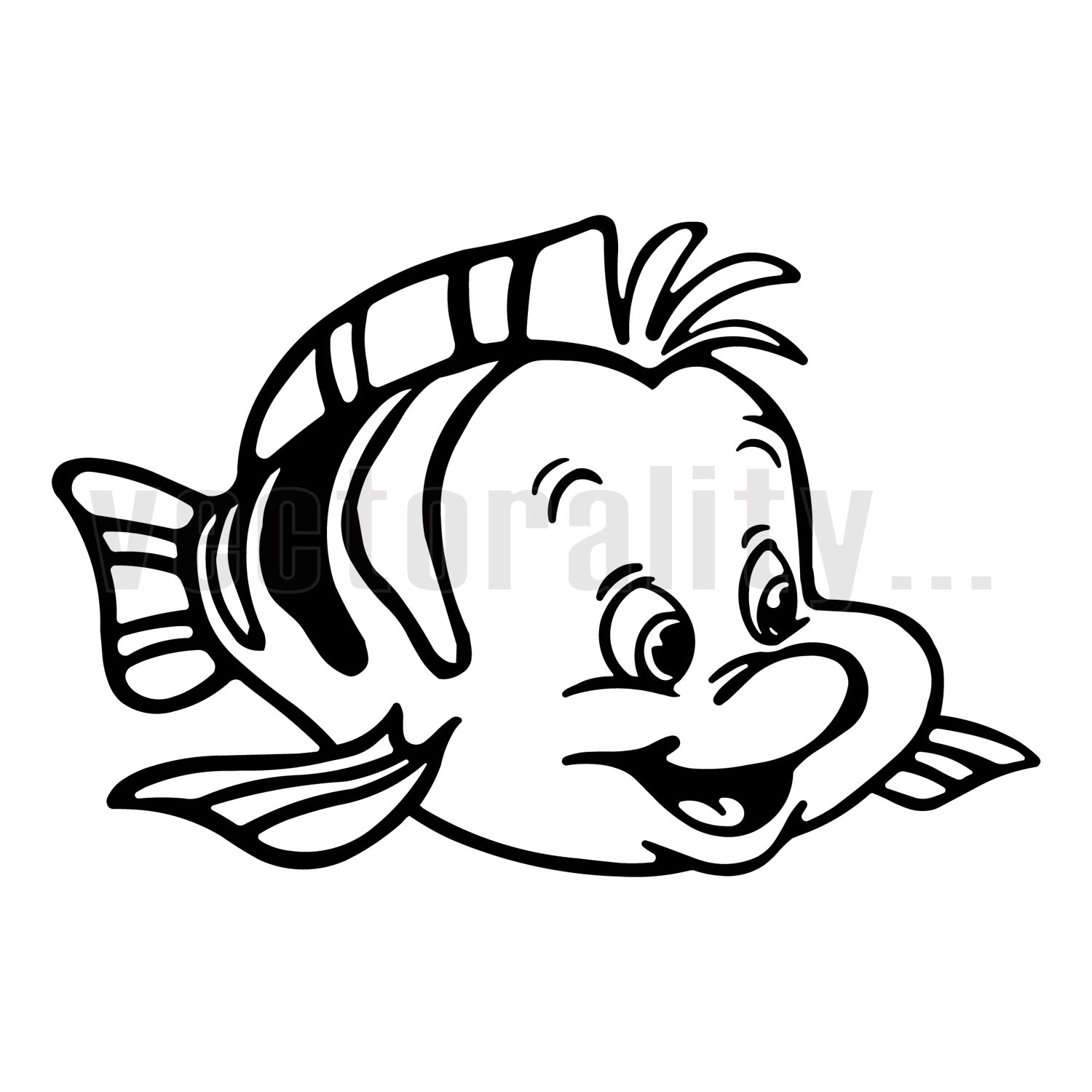 Fish Flounder Funny Mermaid Happy Baby Nursery Little Vector Etsy