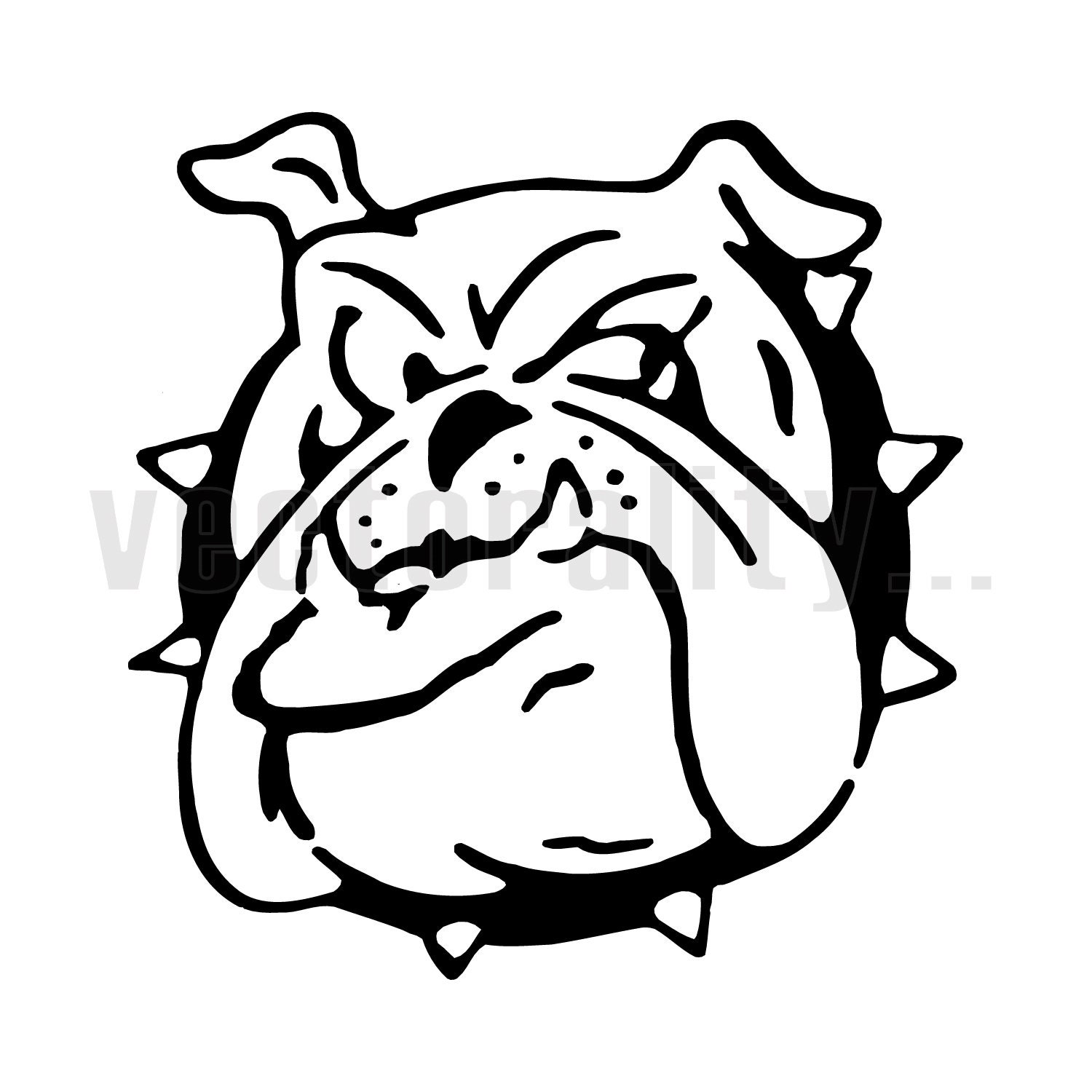 Bull Dog Spike Collar Guard Doggy Cartoon Vector Art File | Etsy