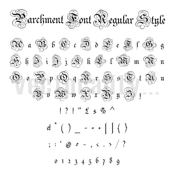 Parchment Font Regular Style Old Alphabet Numbers Letters Etsy UK