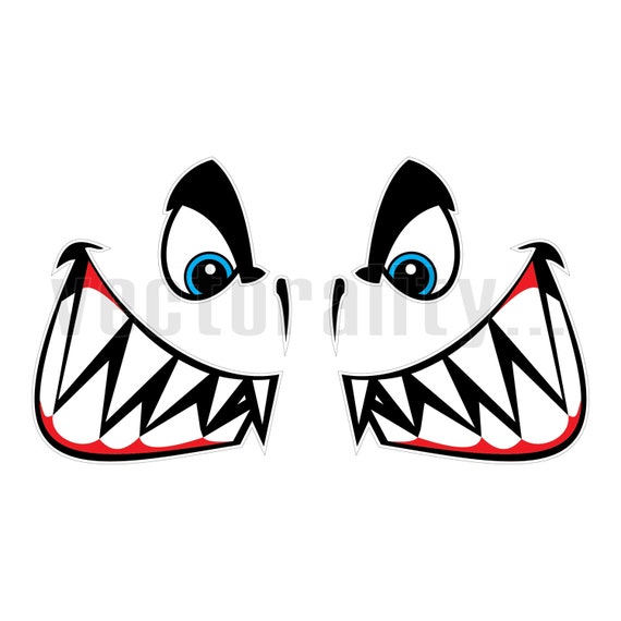 Download Shark Face Bomber Fighter Car Side Teeth Vector Art File Etsy