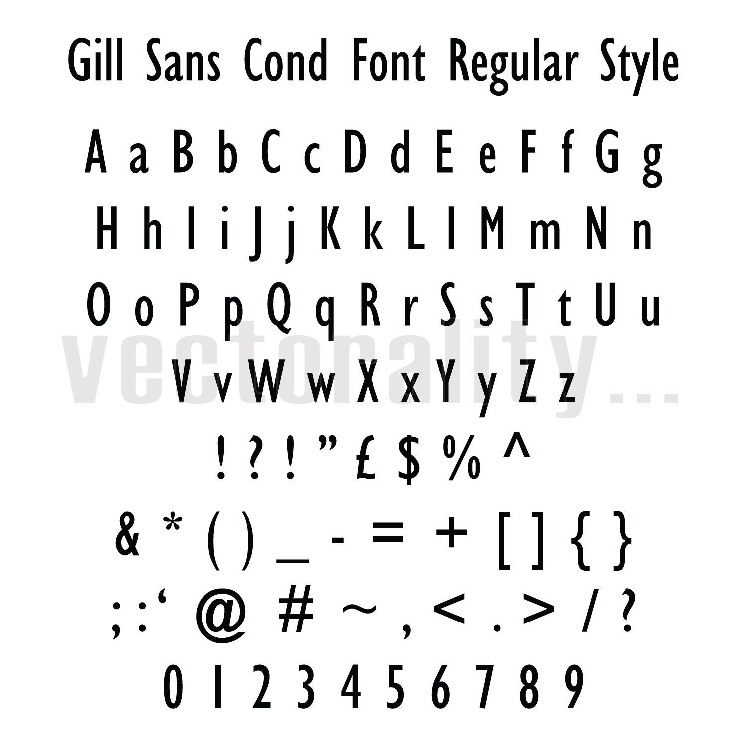 Gill Sans Condensed Font Regular Alphabet Numbers Letters - Etsy