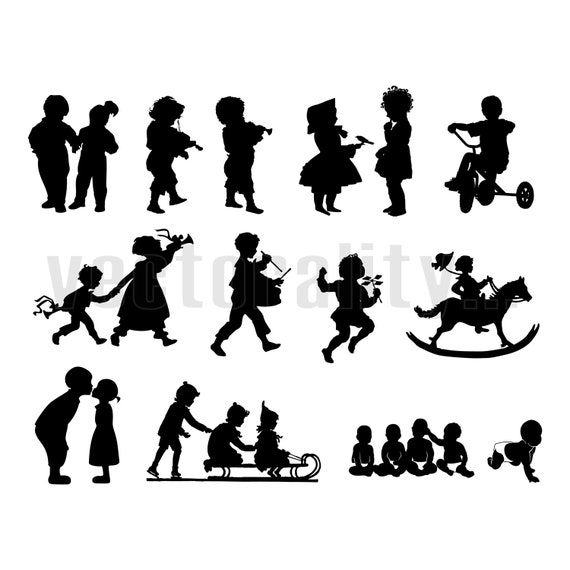 Download Kids Baby Babies Child Children Play Silhouettes Outlines Shadow Vector Art File Instant Download Ai Eps Svg Pdf Dxf Png Jpg Cut
