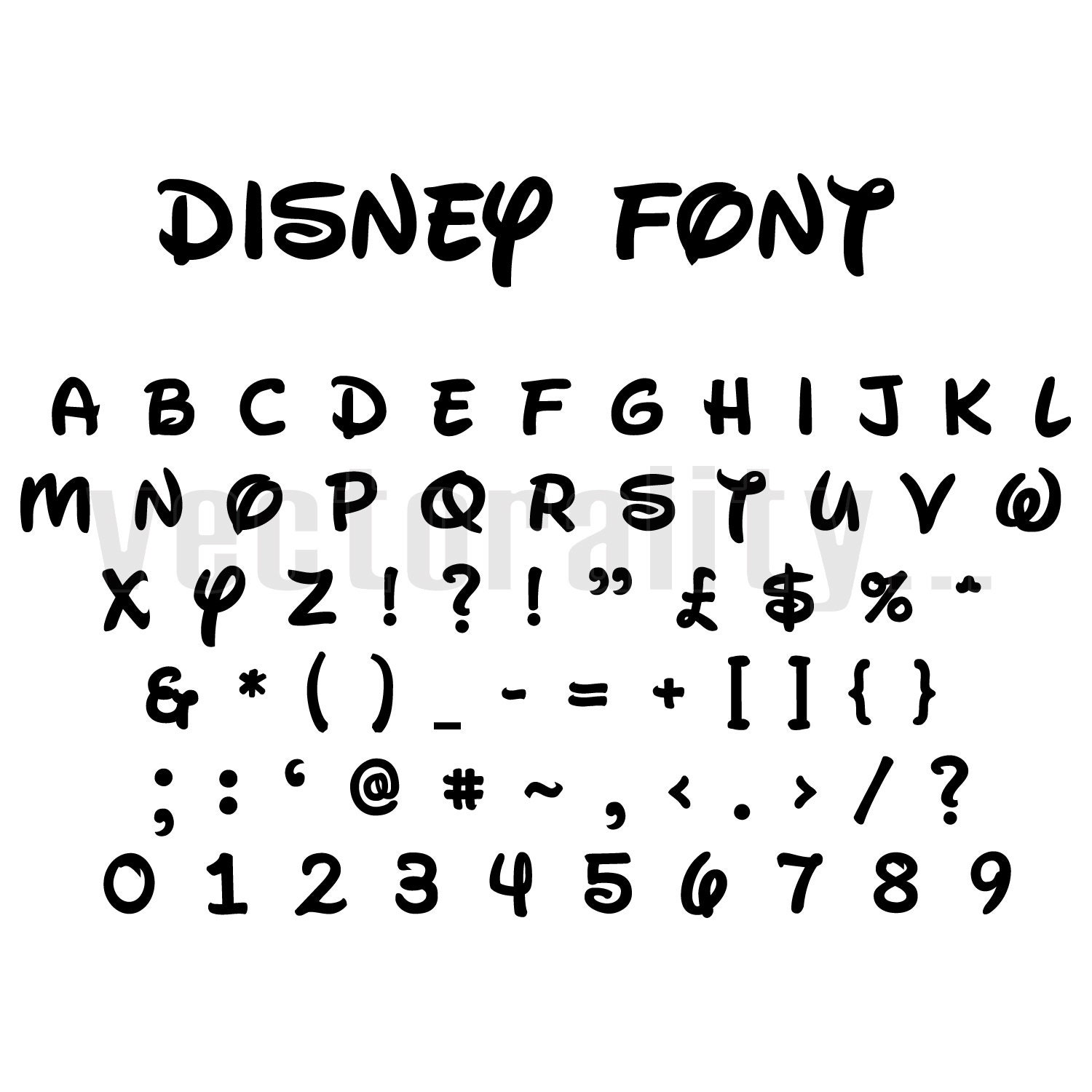 Disney Font Text Writing Words Numbers Black Swatch Shape Etsy 日本
