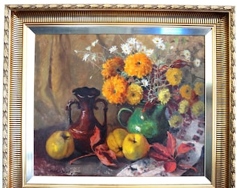 Still life with fruit and flowers, mid-20th century