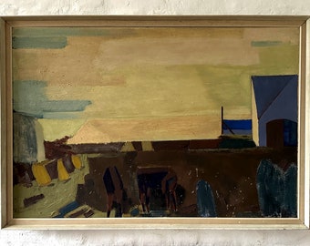 Große Moderne expressionistische Landschaft, Dänemark um 1960