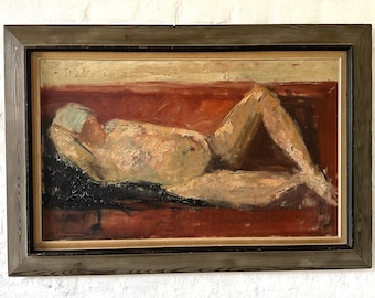 Nu féminin allongé, expressionniste vers 1960