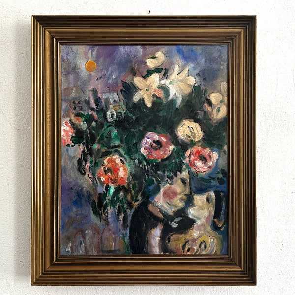 Expressionist, flowers and people exciting painting around 1920