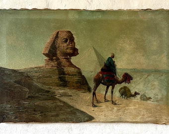 Orientalist, Egypt, Bedouins in front of the Sphinx, M.Bonnier, France, 19th century