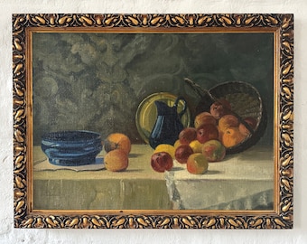 Large, classic still life with fruit, L. Larsen, Denmark around 1900