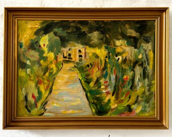 Le chemin de la maison, expressionniste, peinture à l'huile vers 1930