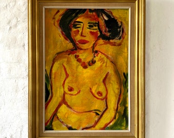 Estilo femenino, expresionista, pintura al óleo hacia 1950.