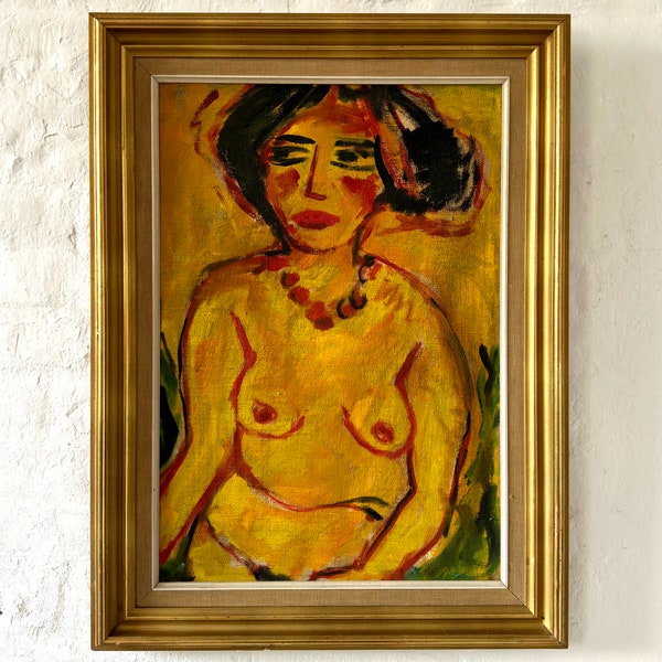 Female type, expressionistic, oil painting around 1950