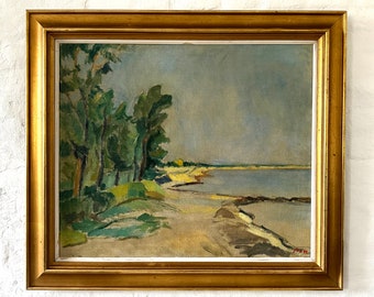 Beach Scene in Sunlight, Impressionist, 1944, Denmark, Per Sonne