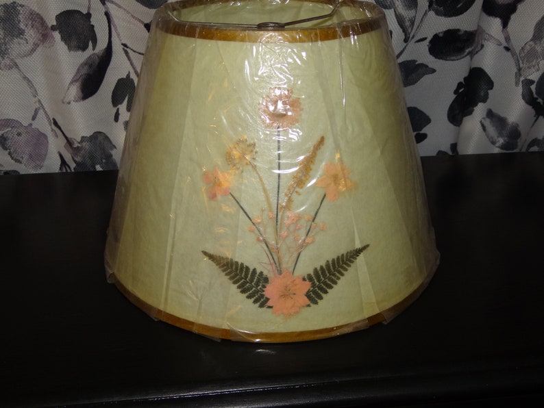 Vintage Parchment And Dried Flower Lamp Shade 1960 S