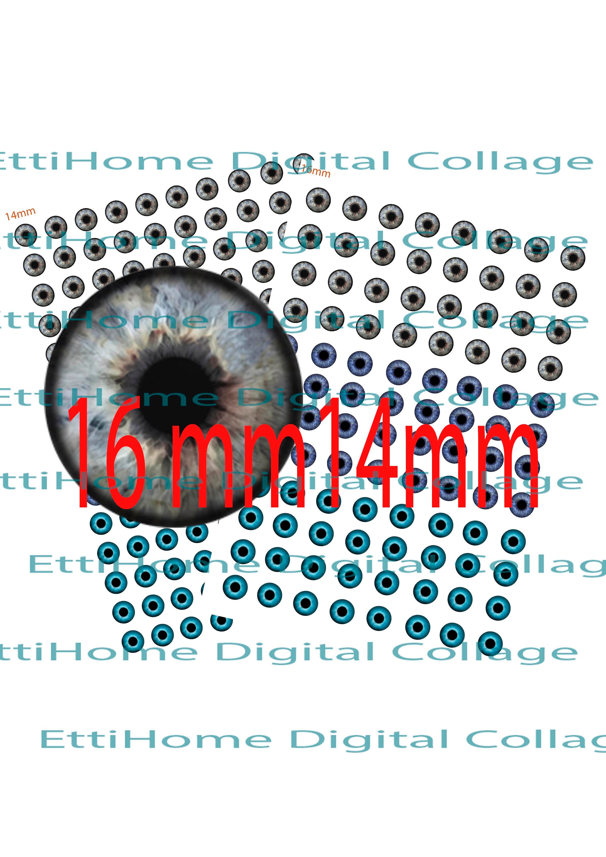 3 Colors Realistic Doll Eyes Digital Collage Sheets Printable Pupils ...