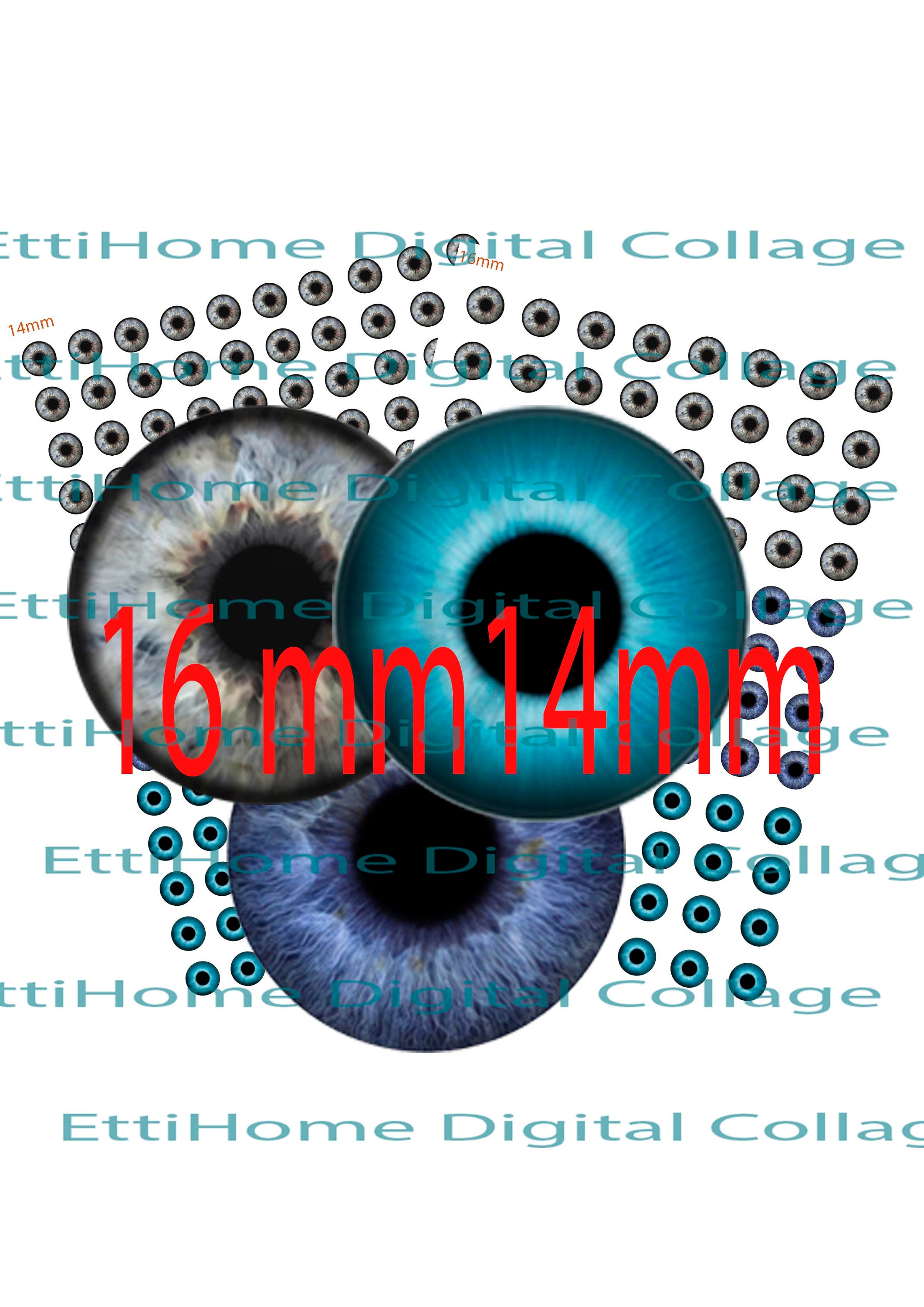 3 Colors Realistic Doll Eyes Digital Collage Sheets Printable Pupils ...