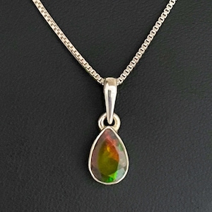 Ethiopian Opal Pendant, Genuine Black Fire Opal Necklace, October Birthstone, Sterling Silver Fire Opal Pendant, Natural Gemstone Necklace