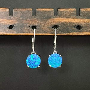 Blue Opal Earrings, Sterling Silver Opal Earrings, Opal Dangle Earrings, October Birthstone Jewelry, Bridal Wedding Earrings, Opal Jewelry