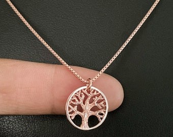 Tree Of Life Necklace, Rose Gold Plated Over Sterling Silver Pendant, Tree Of Life Pendant, Family Tree Necklace, Rose Gold Tree Of Life