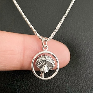Mushroom Necklace, Sterling Silver Mushroom Pendant, Mushroom Charm, Woodland Charm, Tiny Magical Mushroom, Mushroom Lover Charm