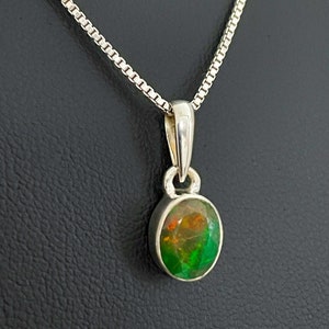 Ethiopian Opal Pendant, Genuine Black Fire Opal Necklace, October Birthstone, Sterling Silver Fire Opal Pendant, Natural Gemstone Necklace