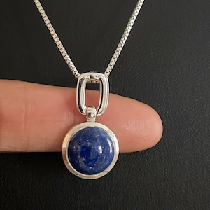 Genuine Lapis Necklace, Sterling Silver Lapis Lazuli Pendant, January Birthstone Jewelry, Bridal Wedding Necklace, Natural Lapis Gemstone