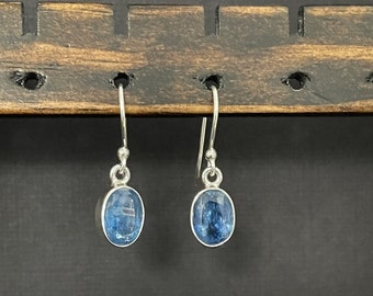 Natural Blue Kyanite Earrings, Sterling Silver Kyanite Dangle Earrings, Kyanite Jewelry, February Birthstone Jewelry, Crystal Stone Earrings