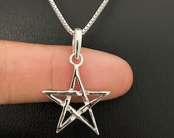 Pentagram Necklace, Sterling Silver Pentagram Pendant, Spiritual Jewelry, Pentacle Necklace, Pentacle Charm, Wiccan Jewelry