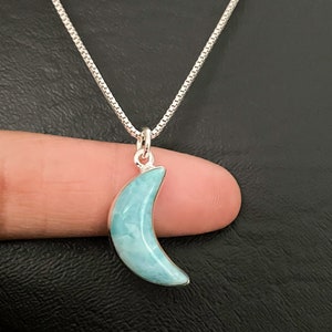 Genuine Larimar Moon Pendant, Sterling Silver Larimar Celtic Necklace, Larimar Crescent Jewelry, March Birthstone, April Birthstone Jewelry