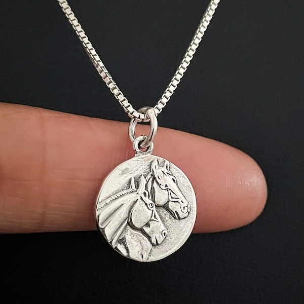 Horse Necklace, Sterling Silver Horse Pendant, Horse Charm Pendant, Equestrian Necklace, Horse Lover Jewelry, Jockey Necklace, Gift For Her
