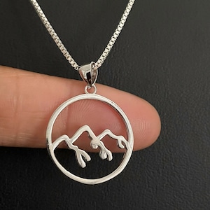 Mountain Necklace, Sterling Silver Mountain Pendant, Mountain Range Pendant, Mountain Climbing Charm, Adventure Conquer Jewelry