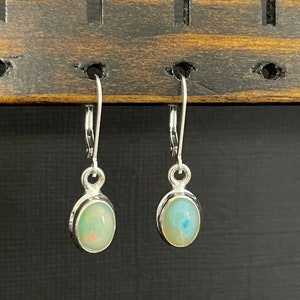 Ethiopian Opal Earrings, Genuine White Opal Earrings, Sterling Silver Dangle Earrings, October Birthstone Jewelry, Bridal Wedding Earrings